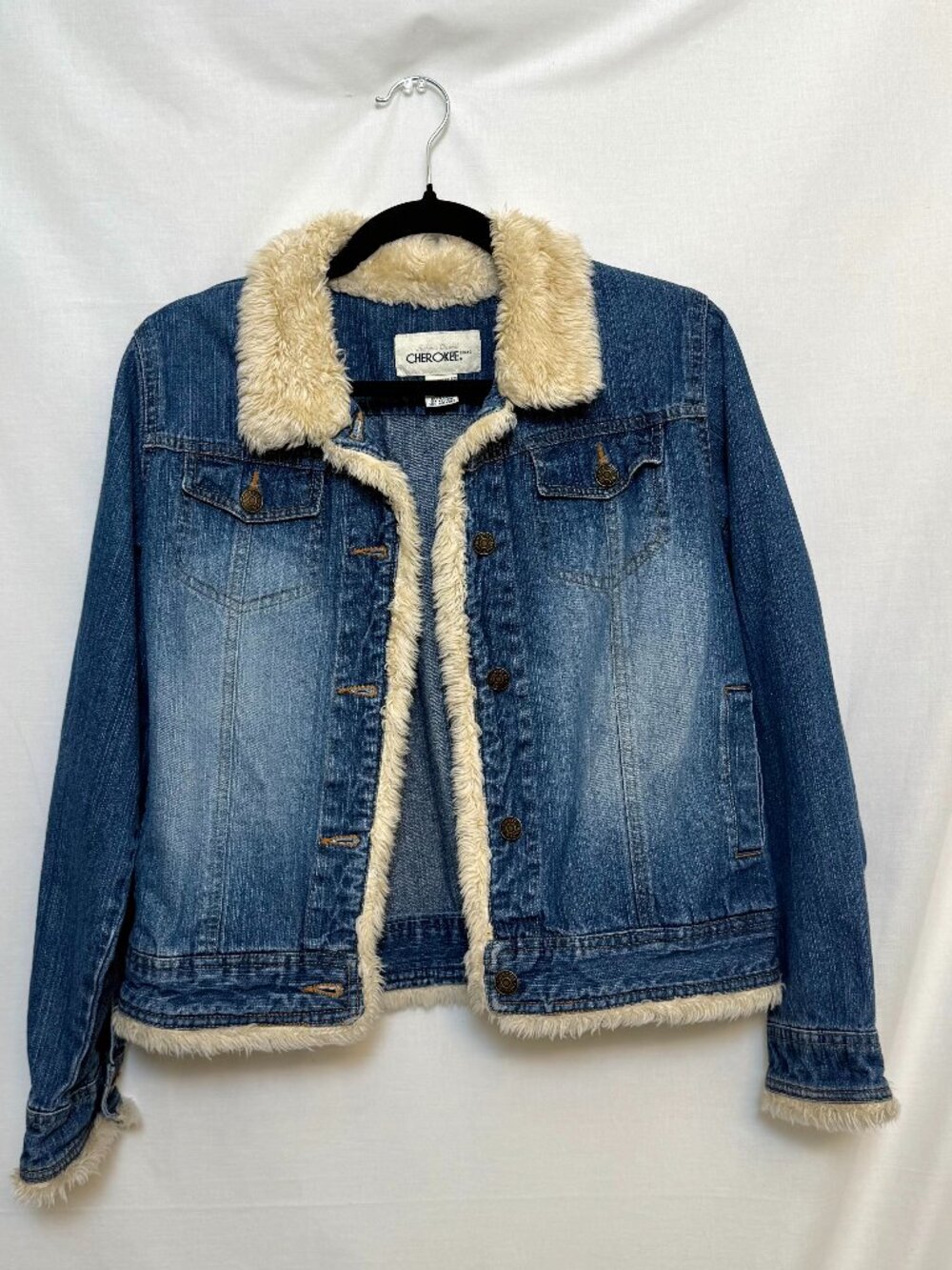 Y2K fur trim denim jacket